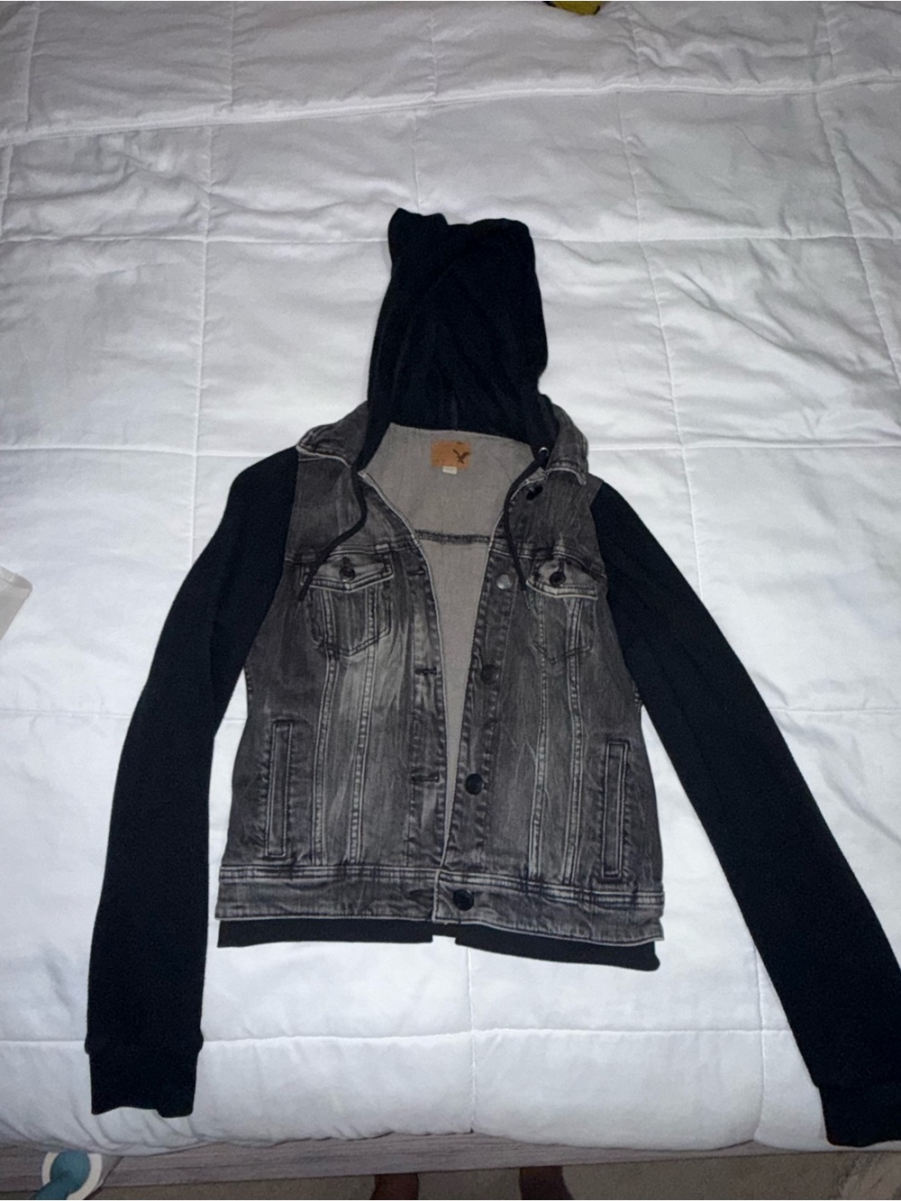 American Eagle Outfitters Black and Gray Two-Tone Hooded Jacket